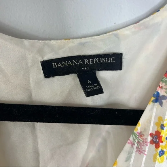 Banana Republic Size 6 Twist Knot Front Layered Microfloral Mini Dress - Picture 3 of 4